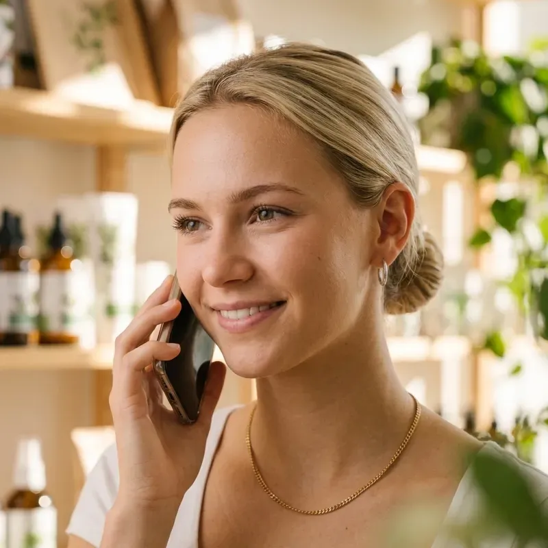 Mitarbeiterin am Telefon